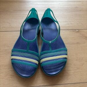 Crocs Isabella Flat Sandal Shoes Womens Size 9 Turquoise Cerulean Green‎